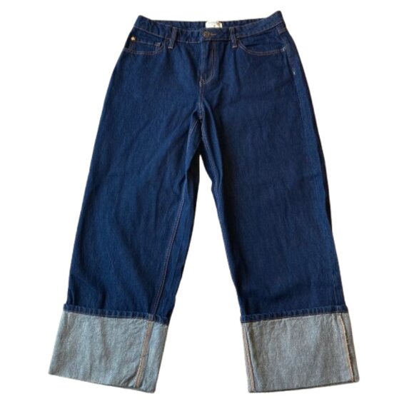 Kate Spade x Target High-Rise Straight Leg Wide Cuff Jeans Women's 10 Dark NEW - Picture 2 of 8